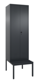 C+P Umkleideschrank Evolo mit untergebauter Sitzbank + 2 Abteile gemeinsam verschließbar, Abteilbreite 300 mm