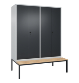 C+P Umkleideschrank Evolo mit untergebauter Sitzbank + 4 Abteile je 2 gemeinsam verschließbar, Abteilbreite 1600 mm