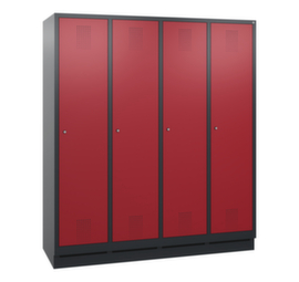 C+P Garderobenschrank Evolo mit 4 Abteilen - Türen mit Lochbild, Abteilbreite 400 mm