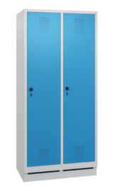 C+P Garderobenschrank Evolo mit 2 Abteilen - Türen mit Lochbild, Abteilbreite 400 mm