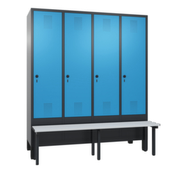 C+P Umkleideschrank Evolo mit vorgebauter Sitzbank + 4 Abteile, Abteilbreite 400 mm