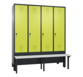 C+P Umkleideschrank Evolo mit vorgebauter Sitzbank + 4 Abteile, Abteilbreite 400 mm