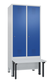 C+P Umkleideschrank Evolo mit vorgebauter Sitzbank + 2 Abteile, Abteilbreite 400 mm