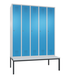 C+P Umkleideschrank Evolo mit untergebauter Sitzbank + 5 Abteile, Abteilbreite 300 mm