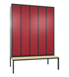 C+P Umkleideschrank Evolo mit untergebauter Sitzbank + 5 Abteile, Abteilbreite 300 mm