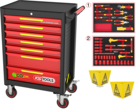 KS Tools ECOline Werkstattwagen mit 42 isolierten Werkzeugen für Hybrid- und Elektrofahrzeuge