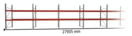 META Palettenregal MULTIPAL für 90 Paletten, 27935 mm breit, 3 Lagerebenen