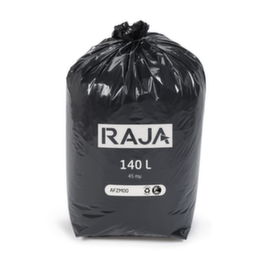 Reißfester Müllsack mit Verschlussband, 140 l, schwarz