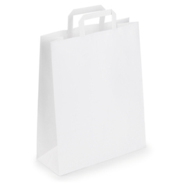 Weiße Papier-Tragetaschen mit Papierhenkel RAJA 320 x 120 x 400 mm