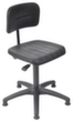 Arbeitsstuhl mit höhenverstellbarer Rückenlehne, Sitz PU-Schaum mit Stahleinlage schwarz, mit Gleitern