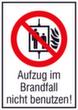 Verbotskombischild "Aufzug im Brandfall nicht benutzen", Aufkleber, Standard
