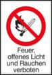 Verbotsschild Feuer offenes Licht und Rauchen verboten, Wandschild, Standard