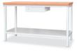 PAVOY Werkbank mit Gestell in lichtgrau und Buche-Multiplexplatte, 1 Schublade, 1 Ablageboden, RAL7035 Lichtgrau/RAL7035 Lichtgrau