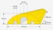 Moravia Schmale Kabelbrücke MORION, Breite 1200 mm, gelb Technische Zeichnung 1 S