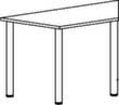 Trapezförmiger Konferenztisch, Breite x Tiefe 1600 x 520 mm, Platte lichtgrau Technische Zeichnung 1 S