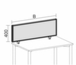 Gera Schallabsorbierende Tischtrennwand Pro, Höhe x Breite 400 x 2000 mm, Wand grau Technische Zeichnung 1 S