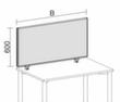 Gera Schallabsorbierende Tischtrennwand Pro, Höhe x Breite 600 x 1000 mm, Wand grau Technische Zeichnung 1 S