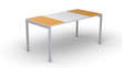 Schreibitsch easyDesk in Bicolor-Optik, 4-Fußgestell, Breite 1400 mm, orange/weiß/weiß