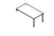 Anbautisch für Sideboard, Breite x Tiefe 1600 x 800 mm, Platte Nussbaum Technische Zeichnung 1 S