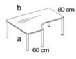 Nowy Styl Höhenverstellbarer Freiform-Schreibtisch E10 mit 4-Fußgestell aus Rundrohr Technische Zeichnung 1 S
