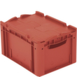 Euronorm-Stapelbehälter, rot, Inhalt 20 l, Zweiteiliger Scharnierdeckel Standard 2 S