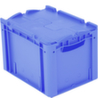 Euronorm-Stapelbehälter, blau, Inhalt 25 l, Zweiteiliger Scharnierdeckel Standard 2 S