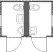 Säbu Toilettencontainer FLADAFI® für Damen und Herren, Höhe x Breite x Tiefe 2600 x 3050 x 2170 mm Technische Zeichnung 1 S