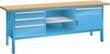 LISTA Werkbank mit Schubladen und Schränken, 4 Schubladen, 1 Schrank, RAL5012 Lichtblau/RAL5012 Lichtblau