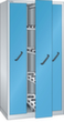 LISTA Vertikalauszugschrank mit Fachböden, 3 Auszüge, RAL7035 Lichtgrau/RAL5012 Lichtblau