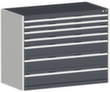 bott Schubladenschrank cubio Grundfläche 1300x650 mm, 7 Schublade(n), RAL7035 Lichtgrau/RAL7016 Anthrazitgrau Standard 2 S