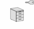 Gera Rollcontainer Pro, 3 Schublade(n) Technische Zeichnung 1 S