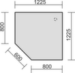 Gera Eckiges Verkettungselement Milano 90° für 4-Fußgestell, Breite x Tiefe 1230 x 1230 mm, Platte lichtgrau Technische Zeichnung 2 S