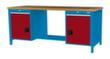 Bedrunka + Hirth Werkbank mit Buche-Massivholzplatte Gestell in vielen Farben, 2 Schubladen, 2 Schränke, 1/2 Ablageboden
