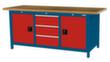 Bedrunka + Hirth Werkbank mit Buche-Massivholzplatte Gestell in vielen Farben, 3 Schubladen, 2 Schränke