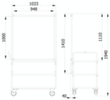 fetra Hygieneschutzwand für Transportwagen, Höhe x Breite 1410 x 1066 mm Technische Zeichnung 1 S