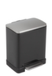 Edelstahl-Tretabfallbehälter EKO E-Cube mit extra breitem Tretpedal, 20 l, mattschwarz
