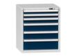 Schubladenschrank Topas B, 6 Schublade(n), RAL7035 Lichtgrau/RAL5010 Enzianblau