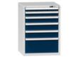 Schubladenschrank Topas B, 5 Schublade(n), RAL7035 Lichtgrau/RAL5010 Enzianblau
