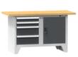 Werkbank Spinell, 5 Schubladen, 1 Schrank, RAL7035 Lichtgrau/RAL7016 Anthrazitgrau