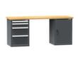 Werkbank Ruba, 4 Schubladen, 1 Schrank, RAL7016 Anthrazitgrau/RAL7016 Anthrazitgrau