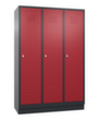 C+P Garderobenschrank Classic mit 3 Abteilen + Mitteltrennwand Türen geschlitzt, Abteilbreite 400 mm