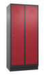 C+P Garderobenschrank Classic mit 2 Abteilen + Mitteltrennwand + Türen geschlitzt, Abteilbreite 400 mm