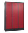 C+P Garderobenschrank Classic mit 3 Abteilen + Mitteltrennwand Türen geschlitzt, Abteilbreite 400 mm