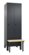 C+P Umkleideschrank Evolo mit vorgebauter Sitzbank + 2 Abteile, Abteilbreite 300 mm Standard 2 S
