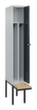 C+P Sitzbank-Spind Classic Plus für Schwarz-Weiß-Trennung, Abteilbreite 300 mm Standard 2 S