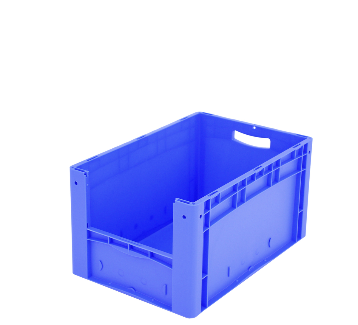 Euronorm-Sichtlagerbehälter mit Eingrifföffnung, blau, HxLxB 320x600x400 mm