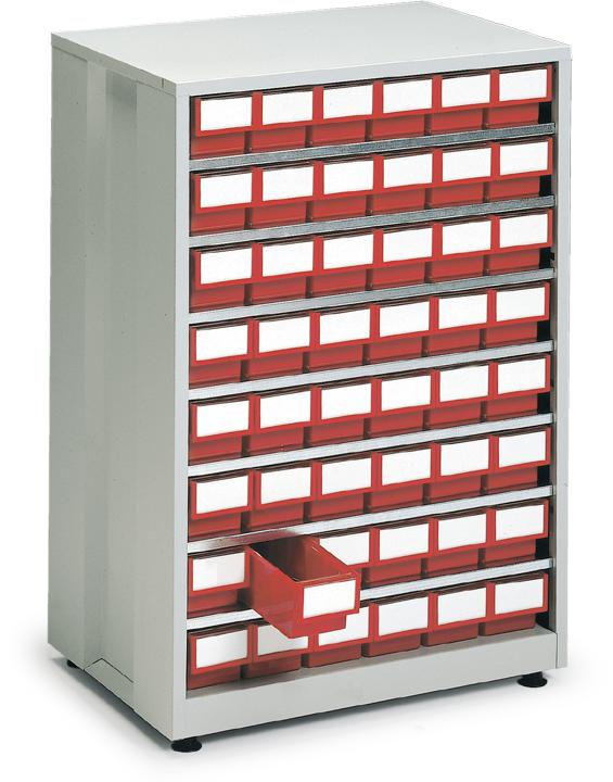 Treston Großes Lagermagazin, 48 Schublade(n), RAL7035 Lichtgrau/rot Standard 2 ZOOM