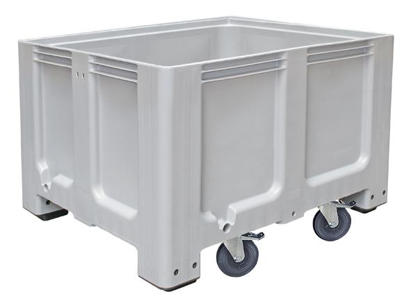 Großbehälter für Kühlhäuser, Inhalt 610 l, grau, 4 Lenkrollen Standard 1 ZOOM