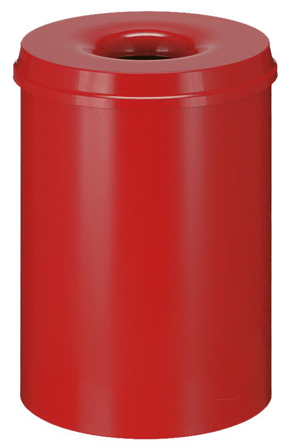Selbstlöschender Papierkorb aus Stahl, 30 l, rot, Kopfteil rot Standard 1 ZOOM