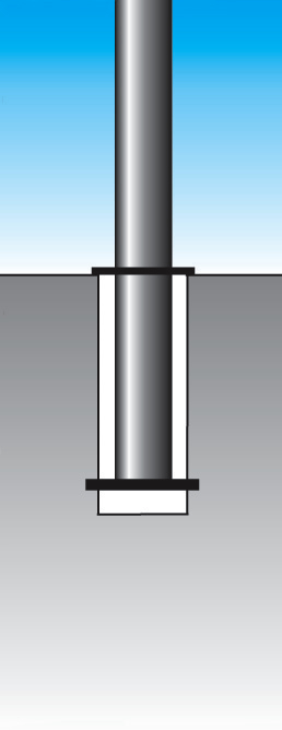 Edelstahl-Sperrpfosten, Höhe 900 mm, zum Einstecken mit Bodenhülse Detail 2 ZOOM